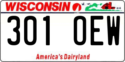 WI license plate 301OEW