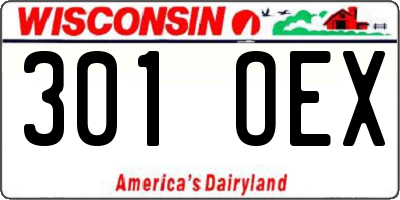WI license plate 301OEX