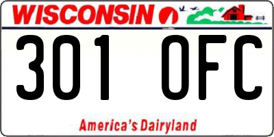 WI license plate 301OFC