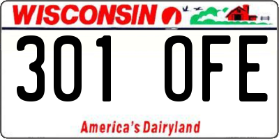 WI license plate 301OFE