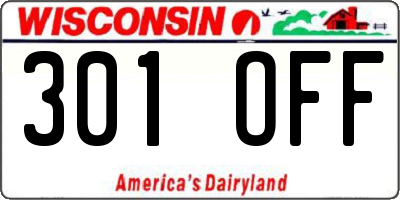 WI license plate 301OFF