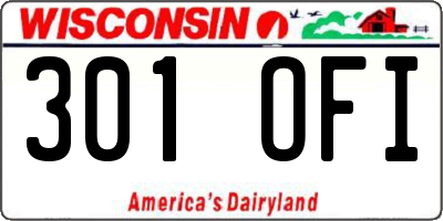 WI license plate 301OFI