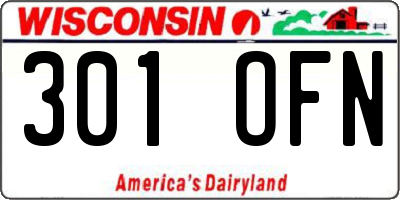 WI license plate 301OFN