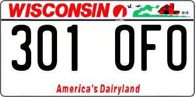 WI license plate 301OFO
