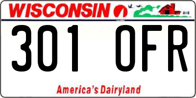 WI license plate 301OFR