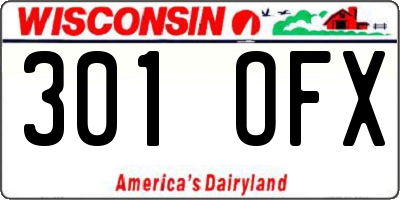 WI license plate 301OFX