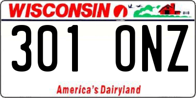 WI license plate 301ONZ