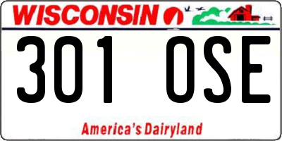 WI license plate 301OSE