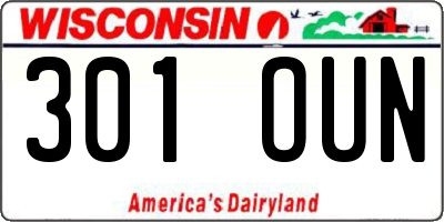 WI license plate 301OUN