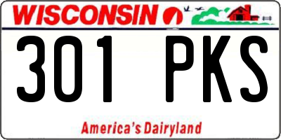 WI license plate 301PKS