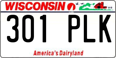 WI license plate 301PLK