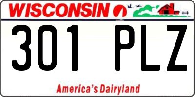 WI license plate 301PLZ