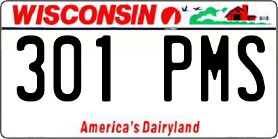 WI license plate 301PMS