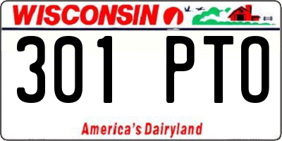 WI license plate 301PTO