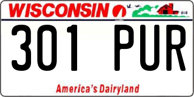 WI license plate 301PUR