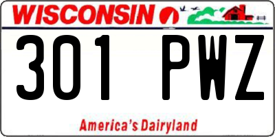 WI license plate 301PWZ