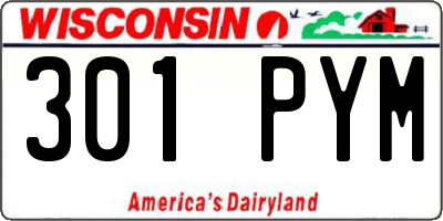 WI license plate 301PYM