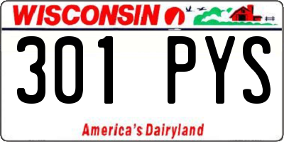 WI license plate 301PYS