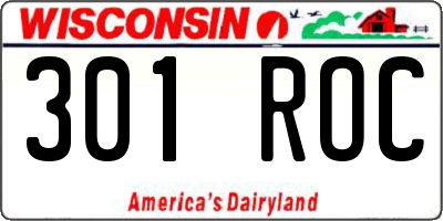 WI license plate 301ROC