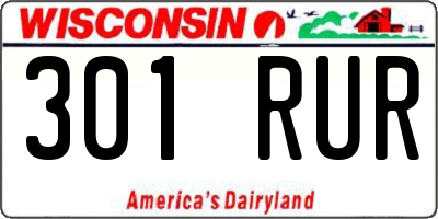 WI license plate 301RUR