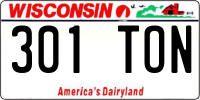 WI license plate 301TON