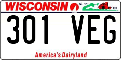 WI license plate 301VEG