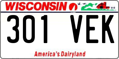 WI license plate 301VEK