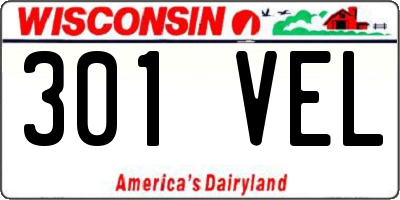 WI license plate 301VEL