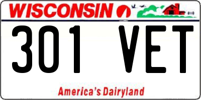 WI license plate 301VET