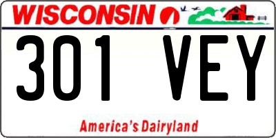 WI license plate 301VEY
