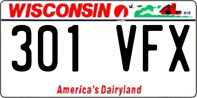 WI license plate 301VFX