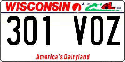 WI license plate 301VOZ