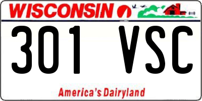 WI license plate 301VSC