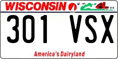 WI license plate 301VSX