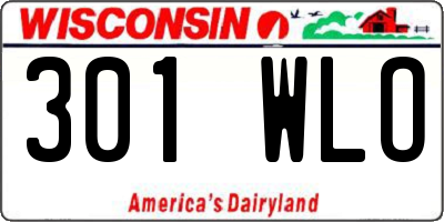 WI license plate 301WLO