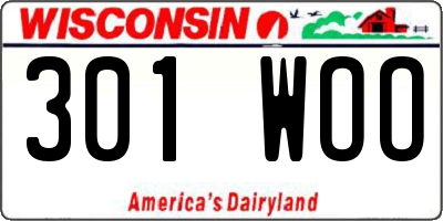 WI license plate 301WOO