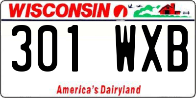 WI license plate 301WXB