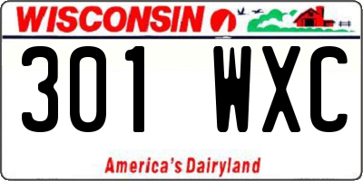 WI license plate 301WXC