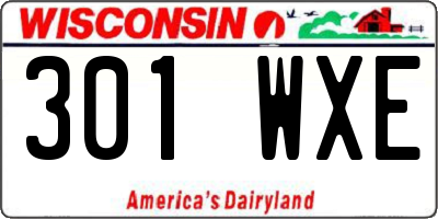 WI license plate 301WXE