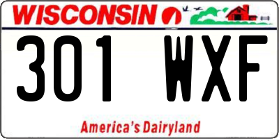 WI license plate 301WXF