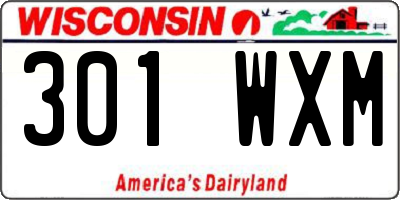 WI license plate 301WXM