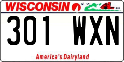 WI license plate 301WXN