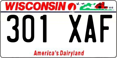 WI license plate 301XAF