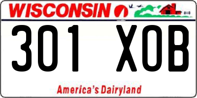 WI license plate 301XOB