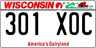 WI license plate 301XOC