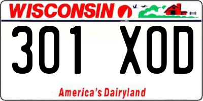 WI license plate 301XOD