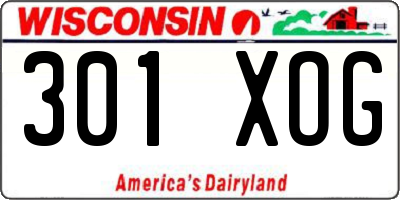 WI license plate 301XOG