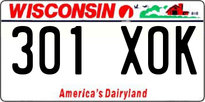 WI license plate 301XOK