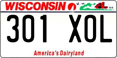 WI license plate 301XOL