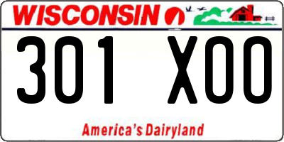 WI license plate 301XOO